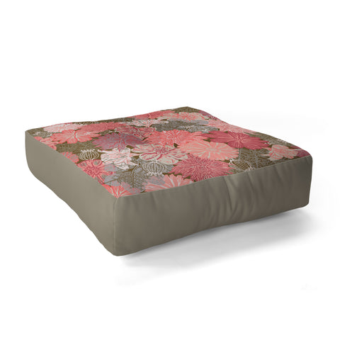 Wagner Campelo GARDEN BLOSSOMS BROWN Floor Pillow Square