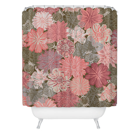 Wagner Campelo GARDEN BLOSSOMS BROWN Shower Curtain