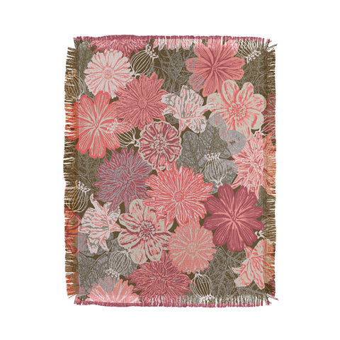 Wagner Campelo GARDEN BLOSSOMS BROWN Throw Blanket