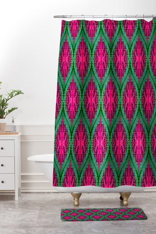 Wagner Campelo Ikat Leaves Shower Curtain And Mat