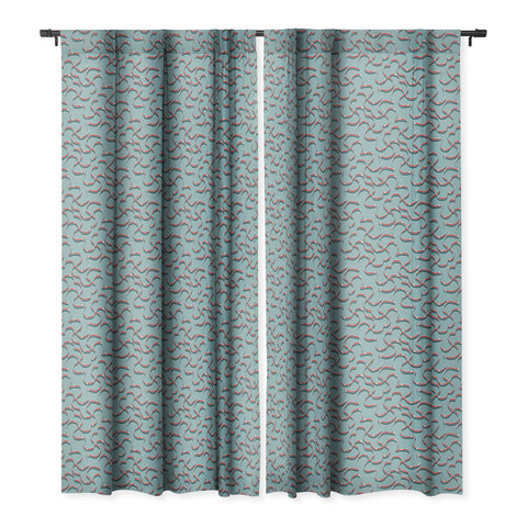 Wagner Campelo ORGANIC LINES RED BLUE Blackout Window Curtain
