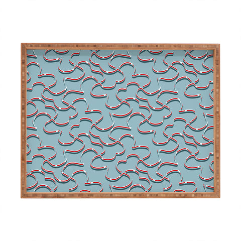 Wagner Campelo ORGANIC LINES RED BLUE Rectangular Tray