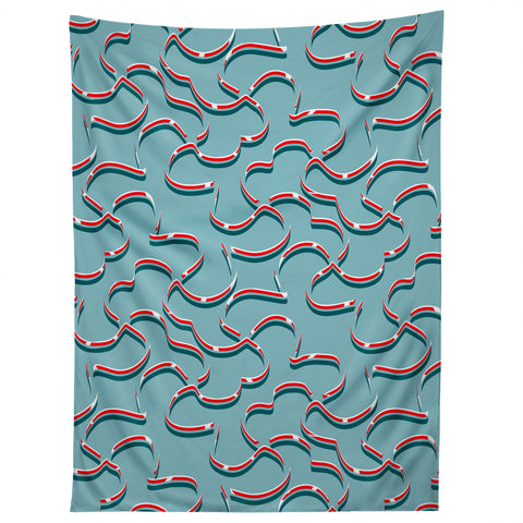 Wagner Campelo ORGANIC LINES RED BLUE Tapestry