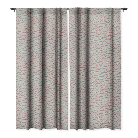 Wagner Campelo ORGANIC LINES RED GRAY Blackout Window Curtain
