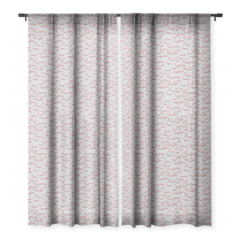 Wagner Campelo ORGANIC LINES RED GRAY Sheer Window Curtain