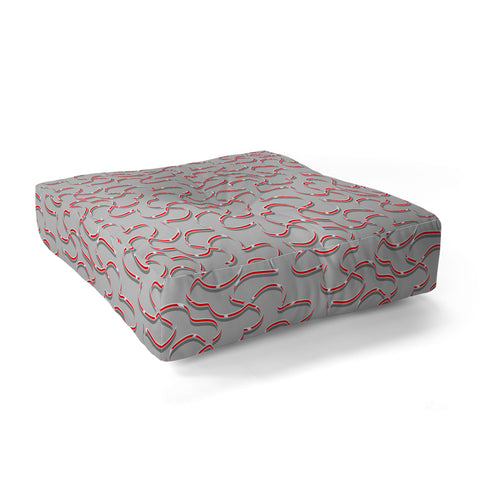 Wagner Campelo ORGANIC LINES RED GRAY Floor Pillow Square