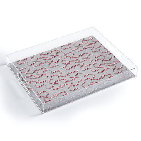 Wagner Campelo ORGANIC LINES RED GRAY Acrylic Tray