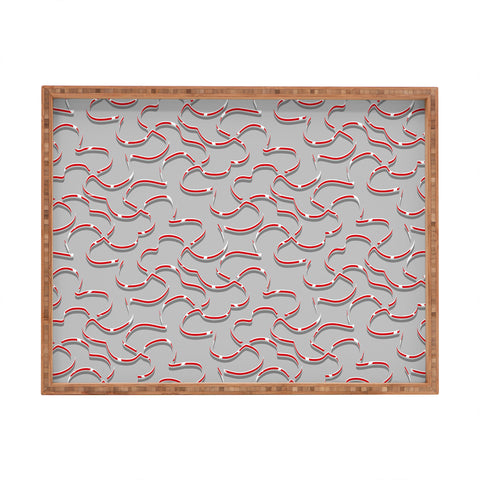 Wagner Campelo ORGANIC LINES RED GRAY Rectangular Tray