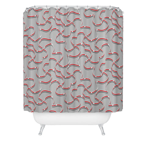 Wagner Campelo ORGANIC LINES RED GRAY Shower Curtain