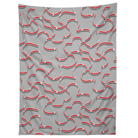 Wagner Campelo ORGANIC LINES RED GRAY Tapestry