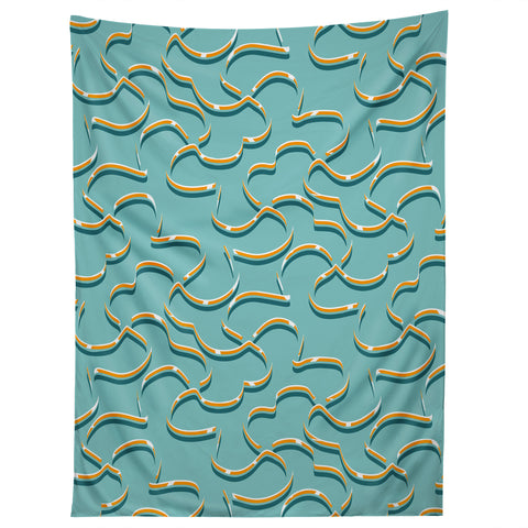 Wagner Campelo ORGANIC LINES YELLOW BLUE Tapestry