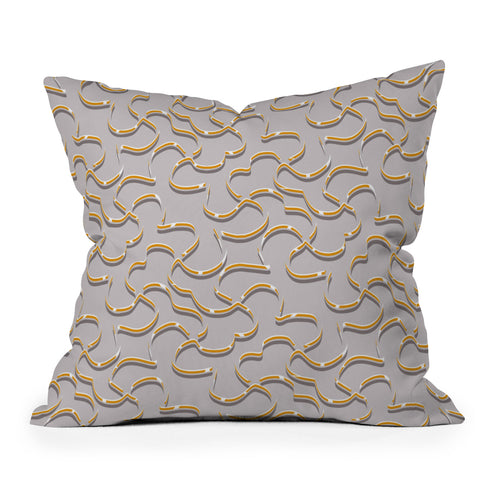 Wagner Campelo ORGANIC LINES YELLOW GRAY Throw Pillow