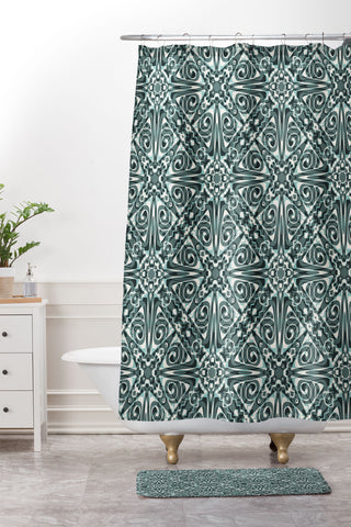 Wagner Campelo TIZNIT Green Shower Curtain And Mat