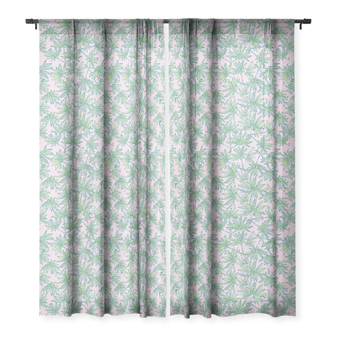 Wagner Campelo TROPIC PALMS ROSE Sheer Window Curtain