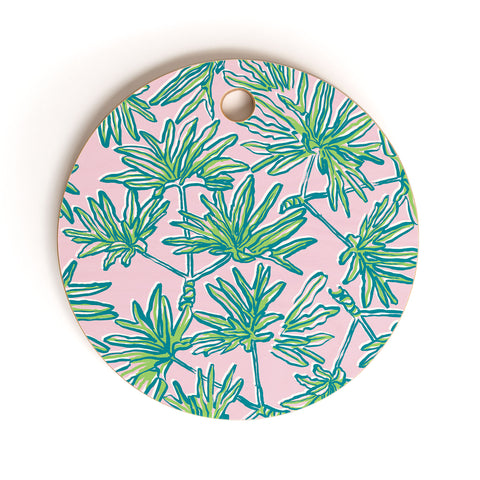Wagner Campelo TROPIC PALMS ROSE Cutting Board Round