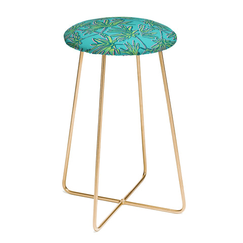Wagner Campelo TROPIC PALMS TURQUOISE Counter Stool