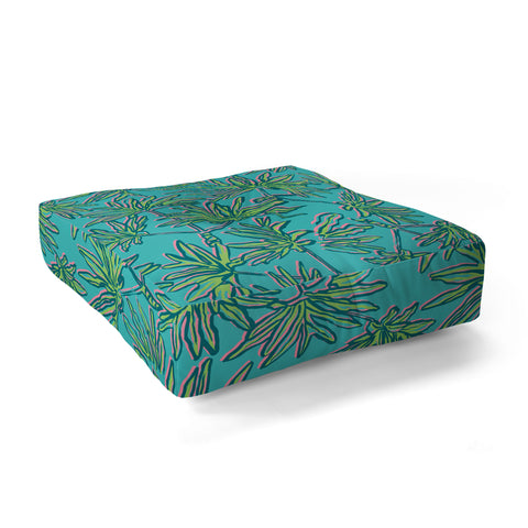 Wagner Campelo TROPIC PALMS TURQUOISE Floor Pillow Square