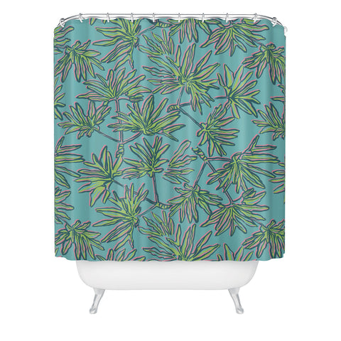 Wagner Campelo TROPIC PALMS TURQUOISE Shower Curtain