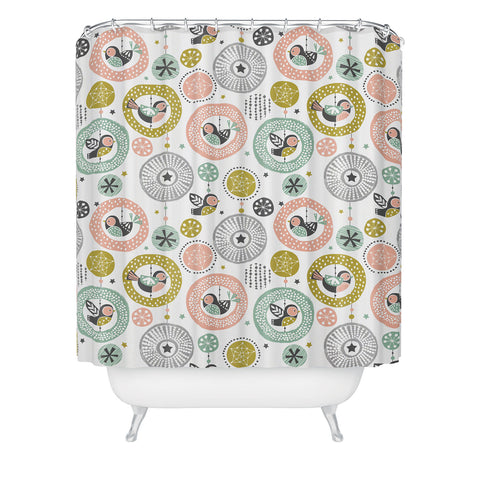 Wendy Kendall birdy bauble Shower Curtain