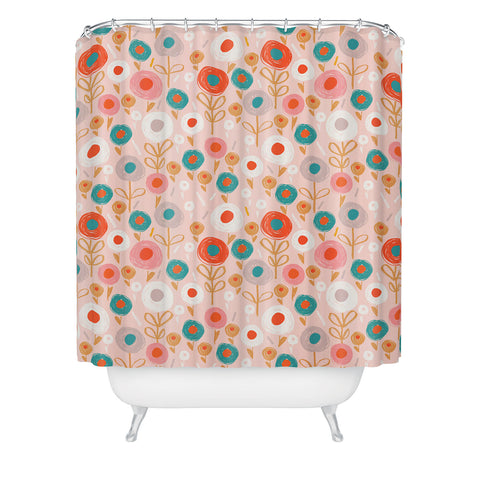 Wendy Kendall crayon floral Shower Curtain