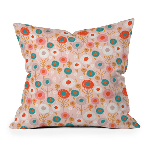 Wendy Kendall crayon floral Throw Pillow