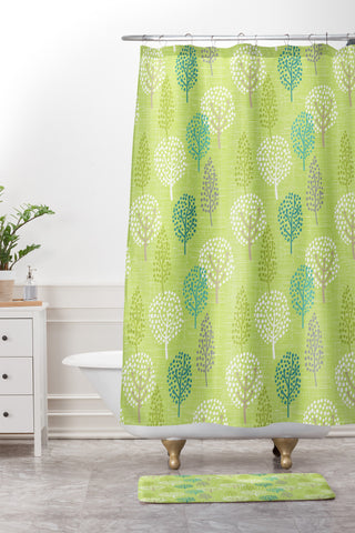 Wendy Kendall Linen Tree Shower Curtain And Mat