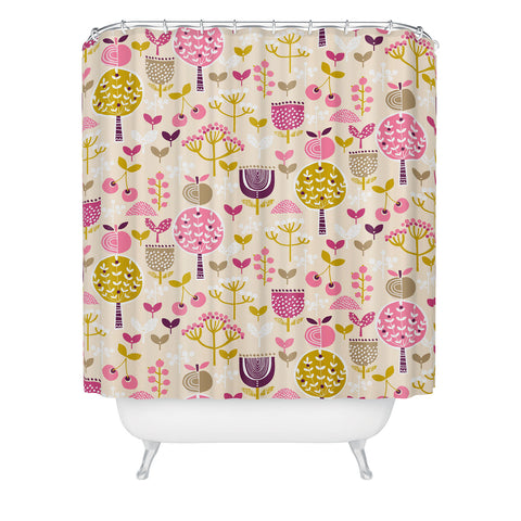 Wendy Kendall Retro Orchard Shower Curtain