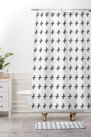Wesley Bird Cross Out White Shower Curtain And Mat