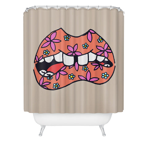 Wesley Bird Floral Lips Shower Curtain