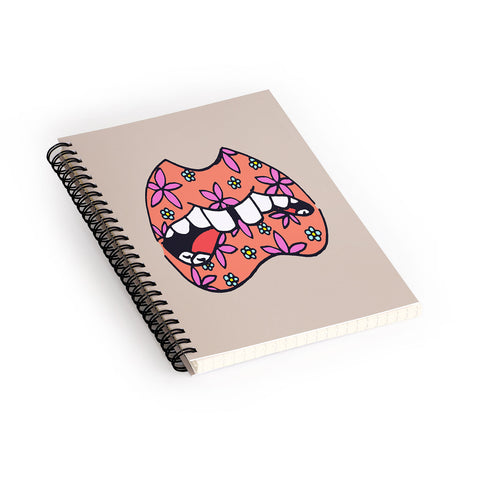 Wesley Bird Floral Lips Spiral Notebook
