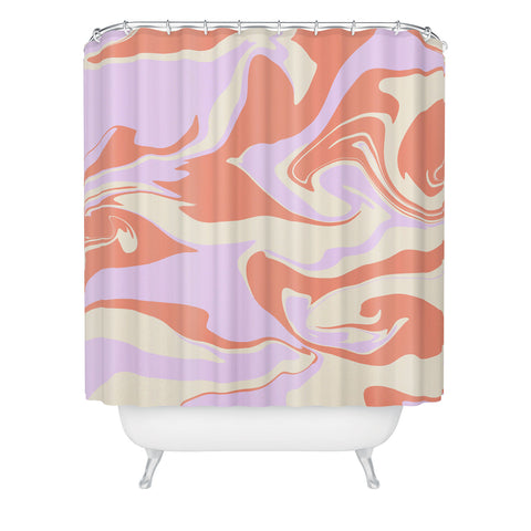 Wesley Bird Hypnotic Camo Peach Shower Curtain