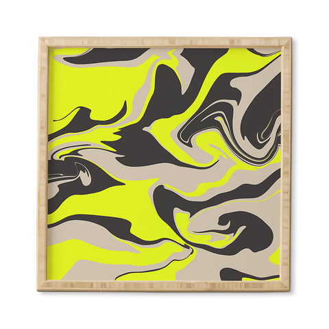 Wesley Bird Hypnotic Camo Yellow Framed Wall Art