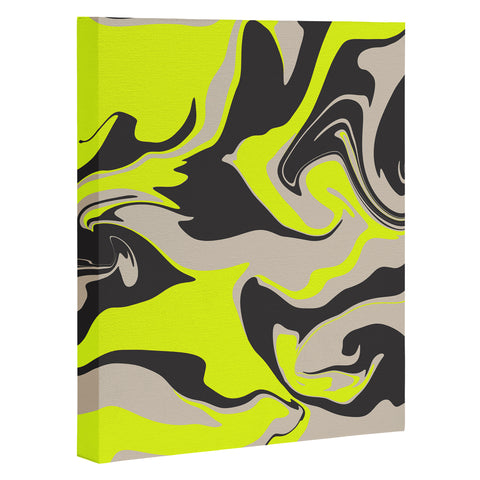 Wesley Bird Hypnotic Camo Yellow Art Canvas