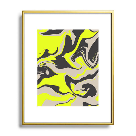 Wesley Bird Hypnotic Camo Yellow Metal Framed Art Print