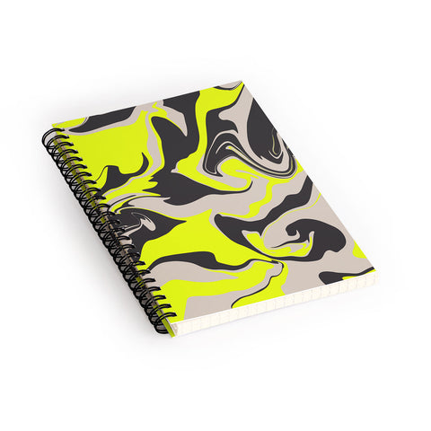 Wesley Bird Hypnotic Camo Yellow Spiral Notebook