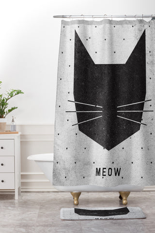 Wesley Bird Meow Shower Curtain And Mat