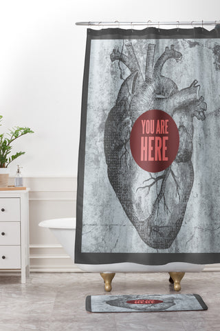 Wesley Bird You Are Here Shower Curtain And Mat