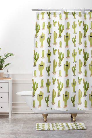 Wonder Forest Cool Cacti Shower Curtain And Mat
