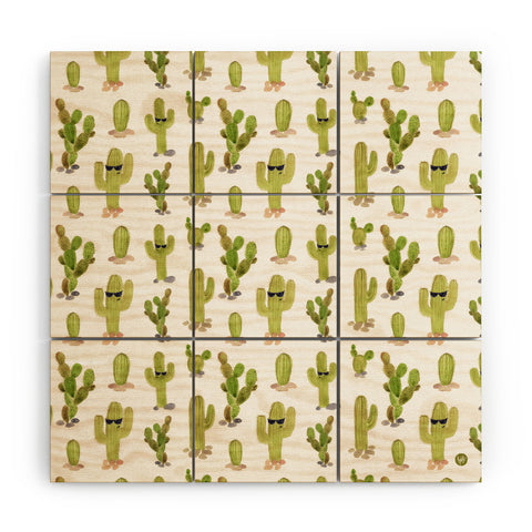 Wonder Forest Cool Cacti Wood Wall Mural