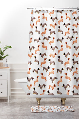 Wonder Forest Darling Dachshunds Shower Curtain And Mat