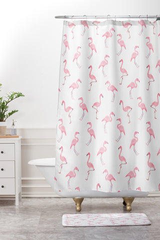 Wonder Forest Fantastic Flamingos Shower Curtain And Mat