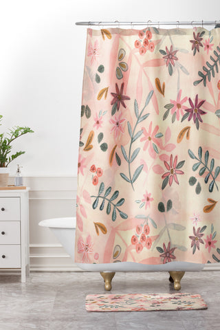 Wonder Forest Feminine Floral Shower Curtain And Mat