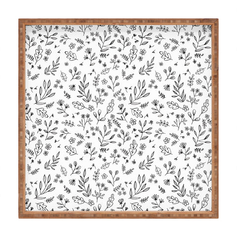 Wonder Forest Floral Sketches Square Tray