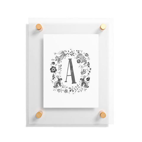 Wonder Forest Folky Forest Monogram Letter A Floating Acrylic Print