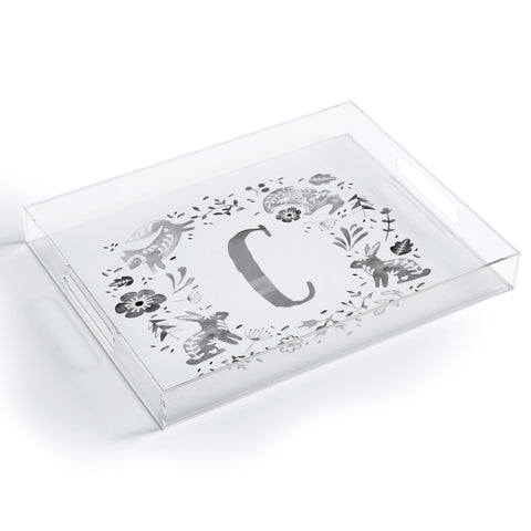 Wonder Forest Folky Forest Monogram Letter C Acrylic Tray
