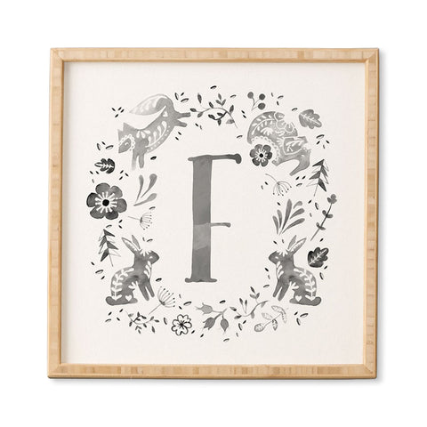 Wonder Forest Folky Forest Monogram Letter F Framed Wall Art