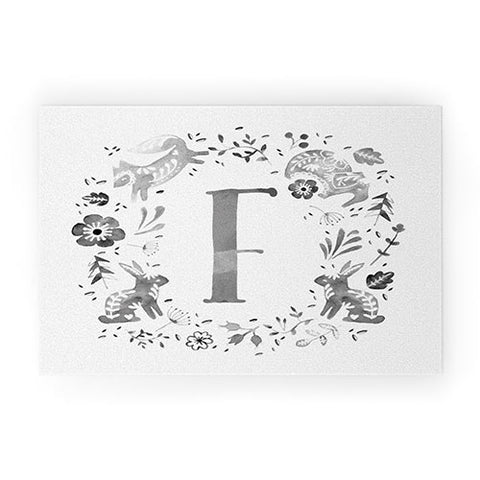 Wonder Forest Folky Forest Monogram Letter F Welcome Mat