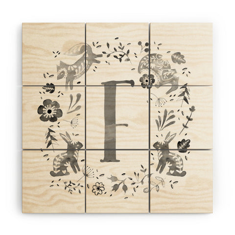 Wonder Forest Folky Forest Monogram Letter F Wood Wall Mural
