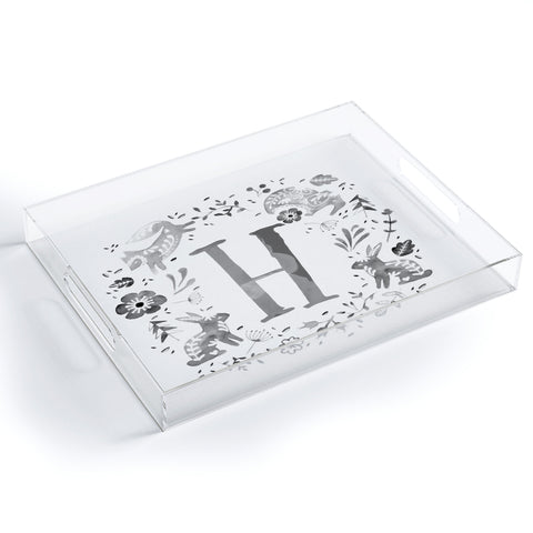 Wonder Forest Folky Forest Monogram Letter H Acrylic Tray
