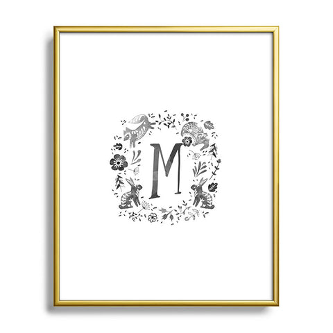 Wonder Forest Folky Forest Monogram Letter M Metal Framed Art Print
